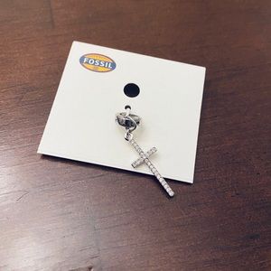 Fossil rhinestone cross charm